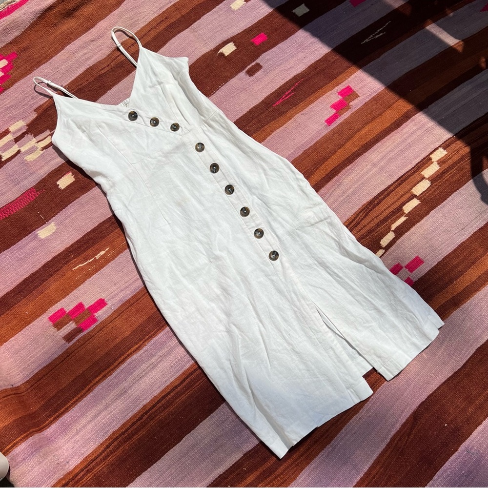 Forever 21 White Midi Dress with Button Detail